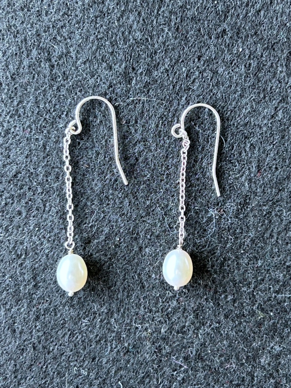 Cultured White Pearl Drop Earrings